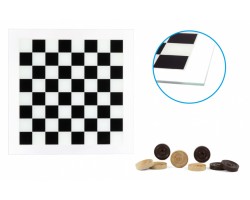 checkers 29 x 29 cm glass-wood black-white