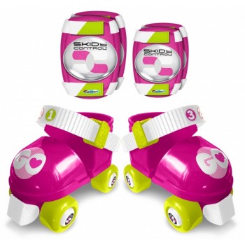 Roller skates with protection girls pink size 23-27